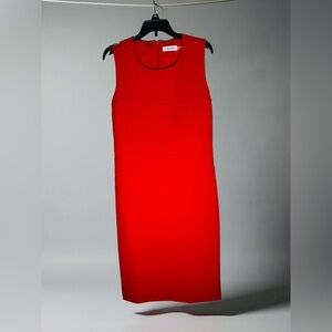 Calvin Klein Bold Red Sleeveless Midi Dress